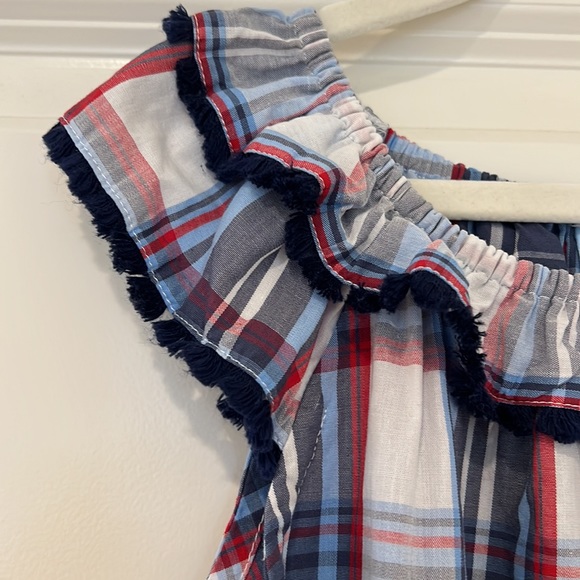 Bella Bliss Girls Size 8 plaid boat neck flutter sleeve dress - Picture 4 of 6